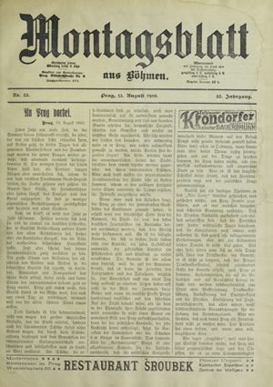 Montagsblatt aus Böhmen 15. August 1910